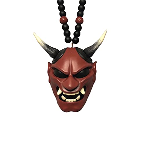 Hannya Japanese Oni - Car Rear View Mirror Charm，Auto HäNgender AnhäNger Mit Samurai Helm，Mode Auto Hängender Dämon Oni Maske Geschenk Männer von Enkomy