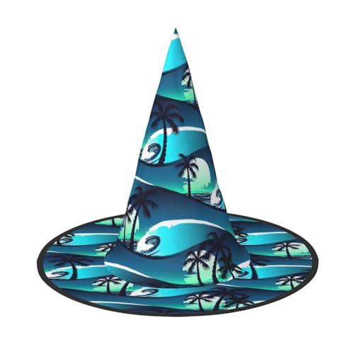 EnkzpoHen Skateboard mit Palmen-Wellen-Druck, Halloween-Zaubererhut, bequem, leicht, Festivals, Party, Kopfbedeckung EnkzpoHen Skateboard mit Palmen-Wellen-Druck, Halloween-Zaubererhut, bequem, leicht, Festivals, Party, Kopfbedeckung von EnkzpoHen