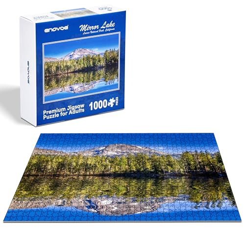 Enovoe 1000 Teile Puzzle - Lassen National Park California - Malerische schneebedeckte Berge und gefrorener See - Papierpuzzle für Erwachsene - Multicolor - Ideal für Wohnkultur und Stressabbau von Enovoe