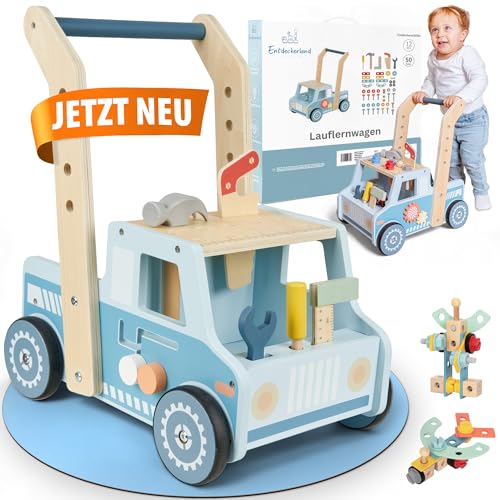 Entdeckerland Lauflernwagen - Holz - Baby Walker mit Kindgerechten gebogenem Handgriff - Laufhilfe Gehhilfe für Jungen & Mädchen - Montessori Spielzeug ab 1 Jahr von Entdeckerland