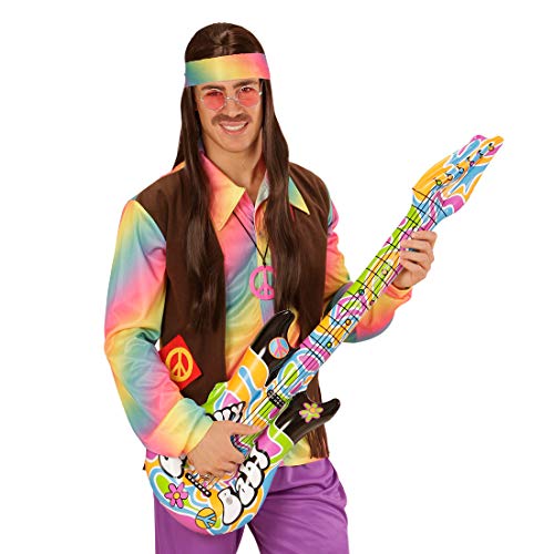 HIPPIE - GITARRE -, 105 cm, aufblasbar, 60er 70er Jahre Groovy Flower Power Hippebewegung Aussteiger Musikinstrumente Gitarren Saxophon Banjo von Enter-Deal-Berlin