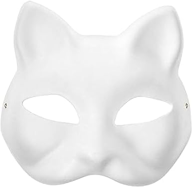 Enyolidimk 1 Packung weiße Katzenmaske, DIY Blank- Therian Maske, Masken zum Dekorieren, Papiermaske, bemalbare Blank-Masken für Cosplay, Halloween, Karneval, Maskerade, Tanzparty, Festival, von Enyolidimk