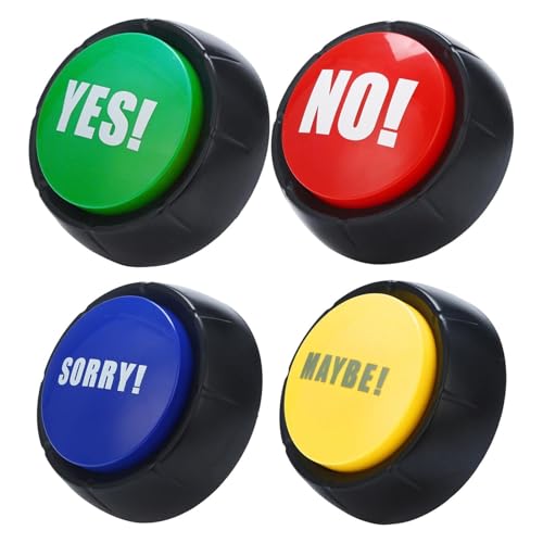 1 Set "Yes No Maybe Sorry"-Taste – 9 cm Antwort-Summer-Spiel, Ja Nein Summertasten – Ja Nein Sound-Taste, Kommunikationssummer, für Haustiere interaktiv, Klassenzimmer, Batterie nicht im Lieferumfang von Eoixuqba