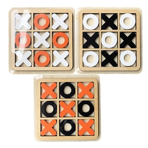 4 Set XOXO Spiel Aus Holz - 14 * 14 cm TicTacToe Holzspiel, XO-Schachbrettspiel, X Und Reisespiel, Ür Wohnzimmer Dekor Und Schreibtisch Dekor,Familienspiele,Brettspiele (Farbe Zufällig) von Eoixuqba