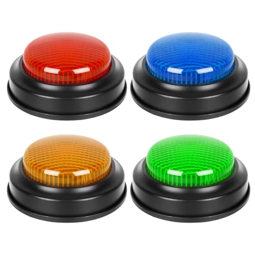 4-teiliges Set Buzzer Button - 9CM Antwort Buzzer Schule, Button Spielzeug, Spiel Buzzer Mit Sound, Game Show Buzzer Zubehör, Ton Und Licht Tasten Spielzeug, von Eoixuqba