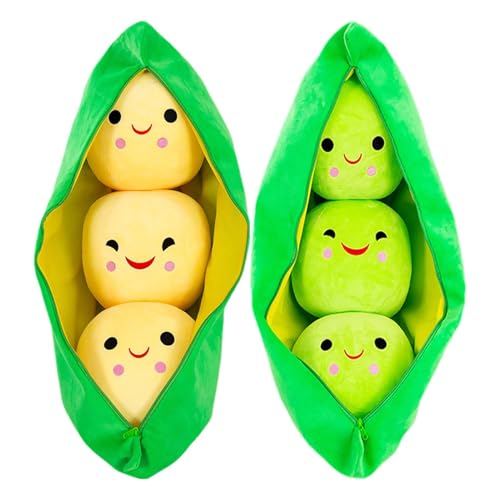 Eoixuqba 2 Stück Pod Plüsch - Erbsen PlüSchpuppe,Grüne Erbsen Kuscheltier,Erbsen Kissen,Erbsenschote Plüschtier,Erbsen Plüsch,Erbsen Stuffed,Erbsen Stofftier,Erbsen Kuscheltier,Für Auto Wohnzimmer von Eoixuqba