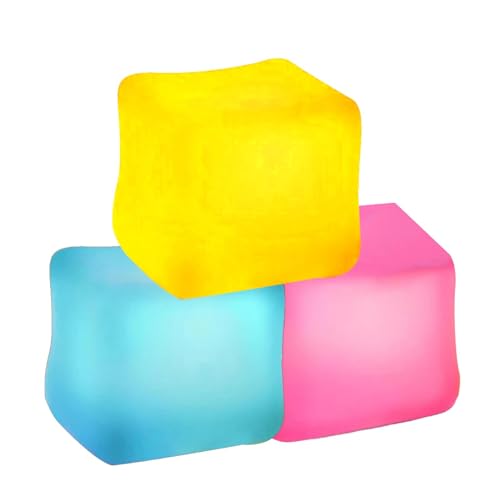 Eoixuqba 3 Stück Stresswürfel, Stress Cube Fidget, Quadratisches Eiswürfel-Zappelspielzeug, Sensorische Spielzeug Stresswürfel Für Kinder Und Erwachsene,Stressabbau, Eiswürfel-Quetschspielzeug von Eoixuqba