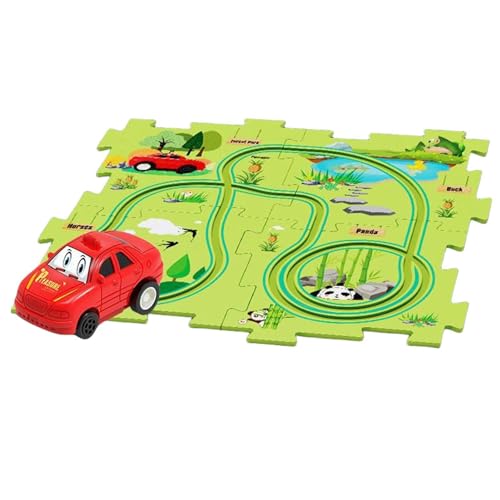 Eoixuqba Autoschienenset,Kinderautoschiene | Lustiges Spielzeug zum Bauen von Eisenbahnwaggons - Autostreckenspiel, lehrreiches Bauspielzeug, Rennstrecken für Kinder ab 3 Jahren von Eoixuqba