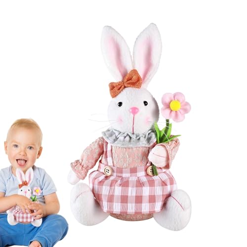 Eoixuqba Gefüllter Osterhase, Hasengefüllter Tier - Nettes Kaninchengefüllter Tier mit Eier/Blume | Weiches kuscheliges Kaninchenkissen, 12 -Zoll -Plüsch -Spielzeughäuser für Kinder Schlafzimmer von Eoixuqba