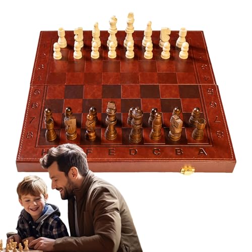 Eoixuqba Holzschachspiel, Schachbrettspielset - Reiseschachspiel mit Schachfiguren | Schachspiel, klappbares Schachbrett, Familienspaßspielspielzeug für Kinder und Erwachsene von Eoixuqba