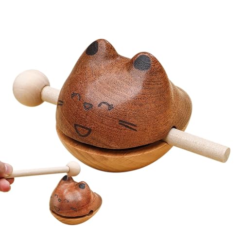 Eoixuqba Katze Holzfisch – Schlaginstrument Stressabbau Figur Holzfisch – Kreatives niedliches Musikinstrument Desktop Ornament für den Schreibtisch von Eoixuqba