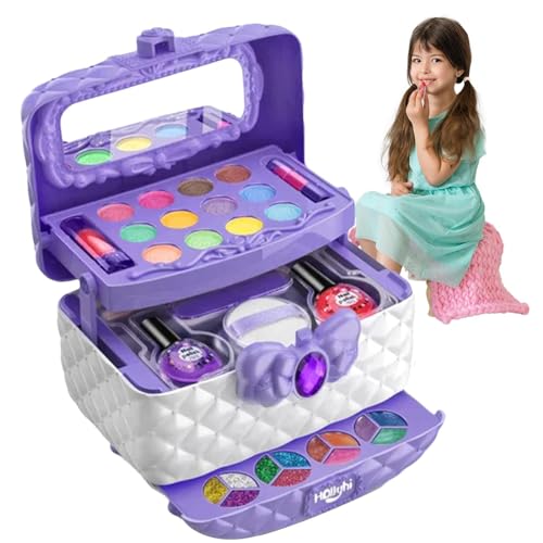 Eoixuqba Make-up für Kinder | Prinzessin Kosmetiketui -Make-up-Set - Tragbares Make-up-Koffer-Set für er, Prinzessinnen-Kosmetikkoffer, Kinder-Make-up-Set, Keine Belastung für die Haut von Eoixuqba