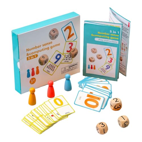 Eoixuqba Math Match Travel Dice Game, Mathe-basiertes Karten- und Würfelspiel,Interaktive Brettspiele - Lern- und Bildungsspielzeug, Würfelspiele, multifunktional, für Kinder, und Mädchen von Eoixuqba