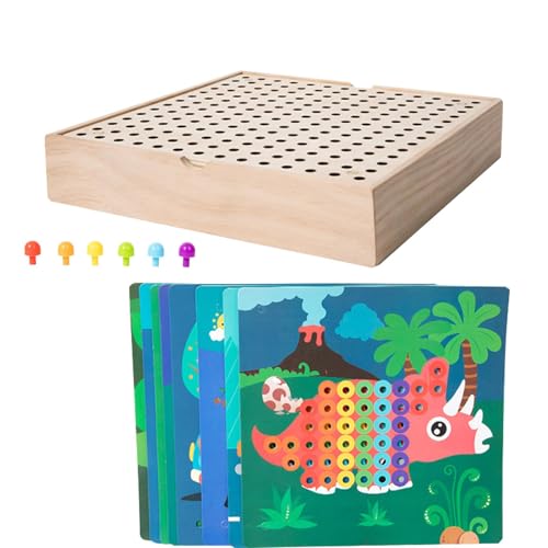 Eoixuqba Pilznägel-Stecktafel-Bausteine, kreative Pilznägel-Mosaik-Stecktafel - Sichere Pilz-Nagelsäge | Lernpuzzle mit Mosaik-Stecktafel für Kinder ab 3 Jahren von Eoixuqba