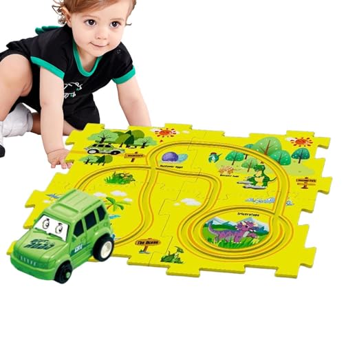 Eoixuqba Puzzle-Autobahn, Autobahn-Set - Lustiges Spielzeug zum Bauen von Eisenbahnwaggons | Autostreckenspiel, lehrreiches Bauspielzeug, Rennstrecken für Kinder ab 3 Jahren von Eoixuqba