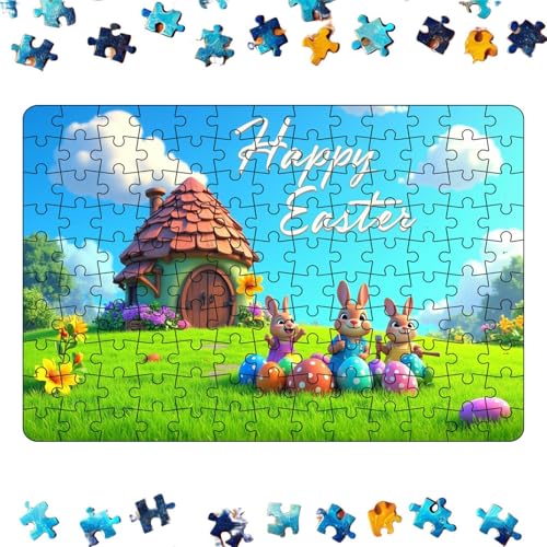 Eoixuqba -Puzzles - Niedliches Osterei-Puzzle für Erwachsene - Lustiges Osterbedarf, einzigartiges Kaninchenmusterbild, Cartoon-Heimdekoration für Kinder und Erwachsene von Eoixuqba