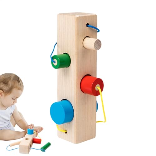 Eoixuqba Schnür-Puzzle-Spielzeug, Schnür-Spielzeug für Kinder - Passende Aktivitätspuzzles aus Holz - Pädagogische Matching-Aktivitätsrätsel, interaktives Zylinder-Match-Puzzle für Kinder ab 36 von Eoixuqba