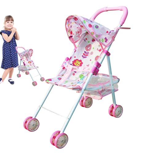 Eoixuqba Spielzeug Kinderwagen - Mädchen-Spielzeug-Kind-Puppen-Kinderwagen mit unterem Korb - Zubehör für Mädchenpuppen ab 3 Jahren Kinderzubehör für Mädchenpuppen Lieblingsspielkamerad von Eoixuqba