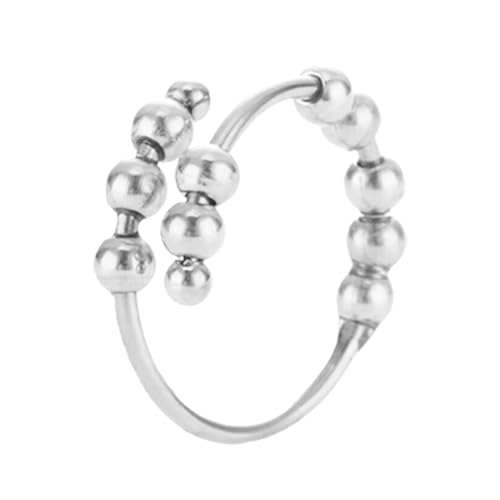 Eoixuqba Spinner-Ring für Damen, Verstellbarer Zappelring,Entspannender Ringschmuck, Verstellbarer Spinner | Einfacher Modeschmuck mit Perlen und Flexibler Passform, bequem für Verabredungen und von Eoixuqba