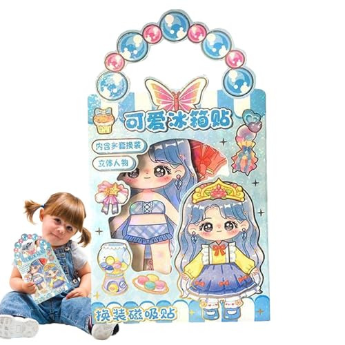 Eoixuqba Stickerbücher für Mädchen, Anziehaufkleber - Prinzessin wiederverwendbare Aktivitätsbuch Mode-Anziehaufkleber,Wasserfester Stickerblock zum Thema „Mehrere Outfits“-Stickerbuch für Kleinkinder von Eoixuqba