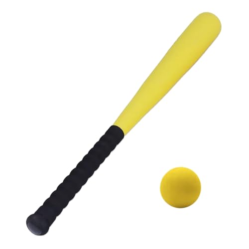 Eorleya Baseballschläger Ball Set 64cm Lustige Spiele Kinderbaseballschläger für Erwachsene und Kinder Leichter Baseballschläger mit Trainingsball Gelb von Eorleya