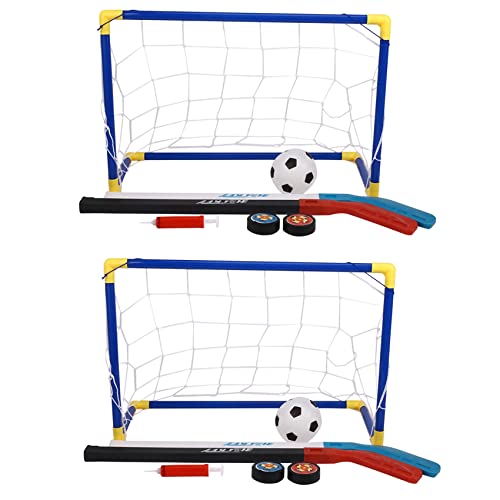 Eoslcusmvl 2X 2 in 1 Outdoor/Indoor Kids Sport FußBall und Eishockey Ziele mit Bällen und Pumpe ÜBungsspiel Scrimmage Game Football Toy Set von Eoslcusmvl