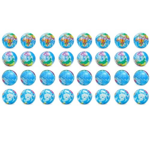 Eoslcusmvl 32 PCS Globe Squeeze Balls, 3 Earth Stress Relief Toys Squeeze Balls Educational Stress Balls für Finger Exercise von Eoslcusmvl