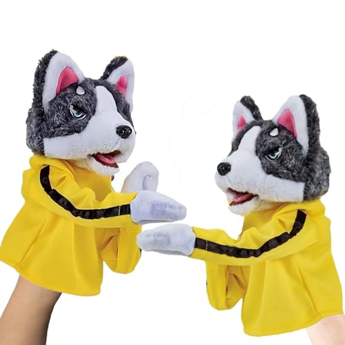 Kung Fu Dog, Kung Fu Husky, 2pcs Kung Fu Animal Toy Husky Gloves Doll Children's Game Plush Toys, Soundable Boxing Dog (2 Pcs) von Eowduk