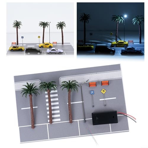 EpheyFIF Diorama-Parkplatz im Maßstab 1:64, LED-Beleuchtung, einfache Montage, hohe Spielbarkeit, 30 cm x 19 cm von EpheyFIF