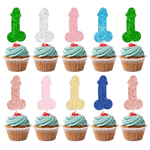 24 Stück Junggesellinnenabschied Cupcake Toppers Multi Glitter Hen Lustige Party Kuchen Pick Dekorationen für Hochzeit Verlobung Junggesellinnenabschied Geburtstag Party Kuchen Dekorationen Supplies von Ephlyn