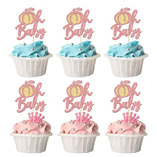 24 Stück Kürbis Oh Baby Cupcake Topper Roségold Glitzer Kürbis Geburtstag Babyparty Party Dekorationen Kürbis Geburtstag Kuchen Dekorationen Herbst Babyparty Geburtstag Party Cupcake Picks von Ephlyn