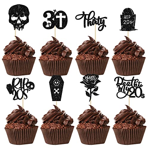 Cupcake-Topper mit Aufschrift "Death to My 20s", Cupcake-Topper "RIP to My 20s Birthday", "Death to My Twenties"-Party-Dekorationen, für Männer und Frauen, 30. Geburtstag, Cupcake-Topper, von Ephlyn