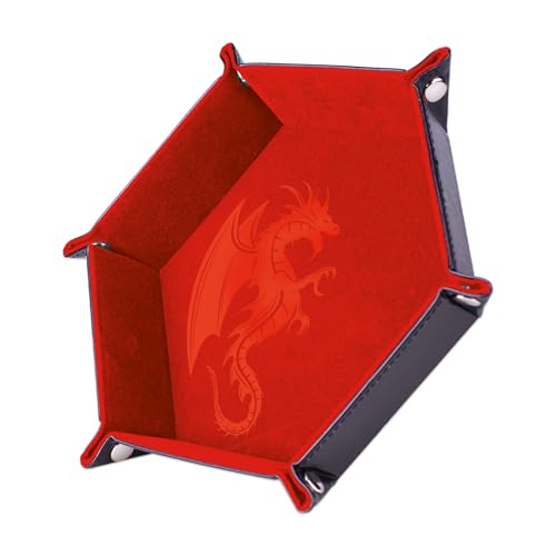 Würfelbahn – roter Drache 19 x 19 cm – Leder und Samt von Epic Forge