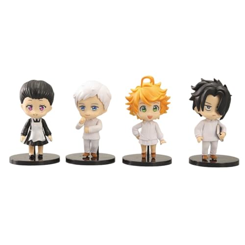 Epitome Animation Cartoon Handicrafts The Promised Neverland Emma Norman Ray Puppen Desktop Home Car Decoration Ornaments 10Cm 4er-Pack von Epitome