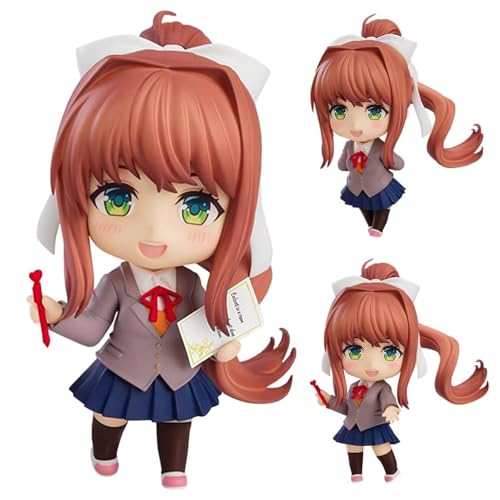 Epitome Monika Anime Figur Monika/Yuri/Sayorii Actionfiguren Q Version Cartoon Spiel Charaktere Modell Austauschbares Gesicht und Zubehör PVC Statue Ornamente Desktop Collection Geschenke Fans (Monika von Epitome