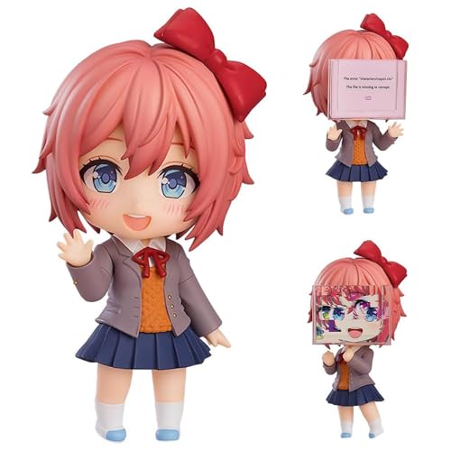 Epitome Monika Anime Figur Sayorii Action Figur Q Version Austauschbare Gesicht und Zubehör Modelle Cartoon Charaktere PVC Statue Desktop Dekoration Sammlung Geschenke für Fans von Epitome