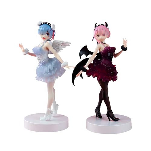 Epitome REM and RAM Anime Figuren Mädchen Engel Dämon Modelle Ornamente Desktop Statue Sammlung Dekoration 16 cm (2 Stück) von Epitome