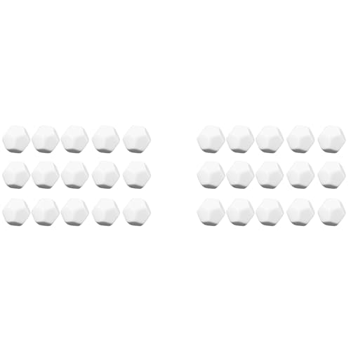Epodmalx 30 Stück 22 mm Weiße Würfel Set Acryl Abgerundete D12 Würfel Würfel für Spiel, Spaß, DIY Aufkleber und Mathematik Unterricht von Epodmalx