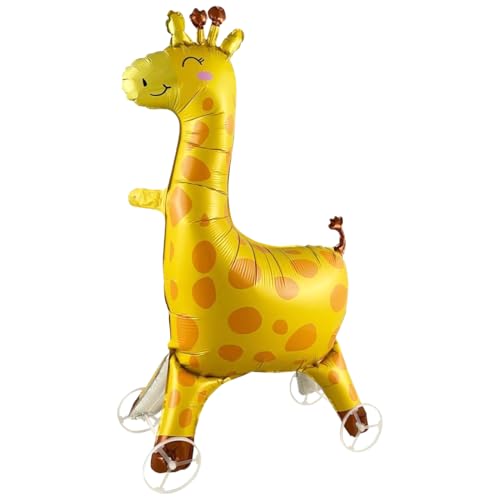 3D Giraffe Folienballon Stehend mit Rädern, Walking Tiere Luftballons Stehend für Kinder Geburtstag Party Deko, Geschenk Mitgebsel Mädchen Junge, 1 Stück von Epokus