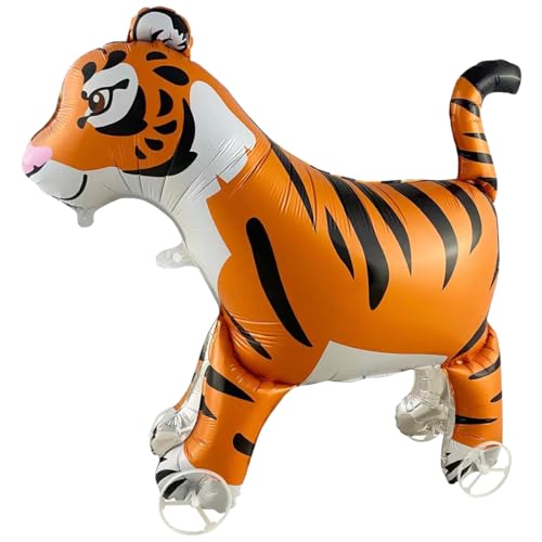 Tiger Folienballon 3D, XXL Tiere Heliumballon, Tiger Luftballon Stehend mit Rädern, Walking Tiere Ballon Stehend für Kinder Mädchen Junge Geburtstag Party Waldtiere Deko Geschenk, 1 Stück von Epokus