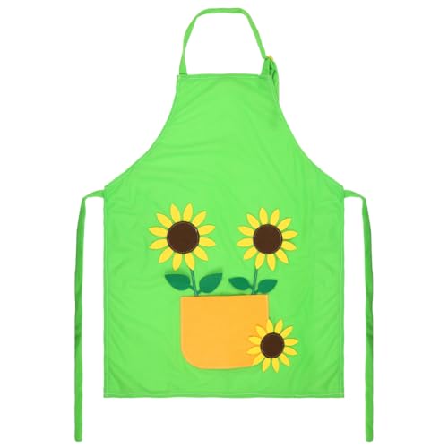 Epokus Schürze Gärtner, Sonnenblumen Gärtnerschürze, Grün Karneval Gärtnerin Kostüm, Gärtner Kostüm Grillschürze mit Taschen, Damen Gärtner Schürze für Erwachsene Fasching Karneval Cosplay Mottoparty von Epokus