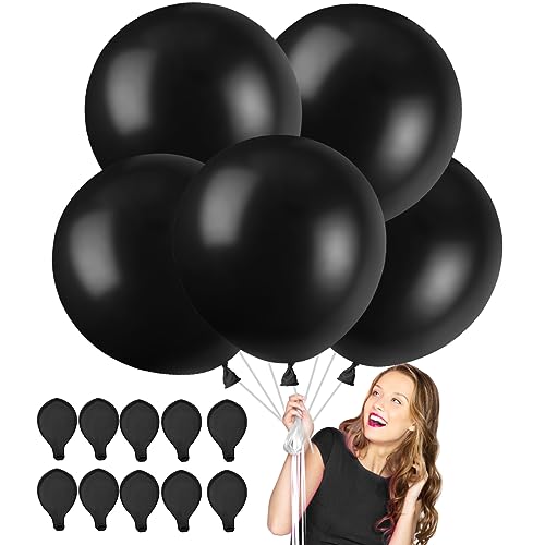 Schwarz Luftballons Groß XXL,10 Stück 36 Zoll/90cm Schwarz Halloween Ballons Helium,Latex Luftballon Riesige für Schwarze Party,Geburtstag,Halloween Festival Dekorationen von Epokus