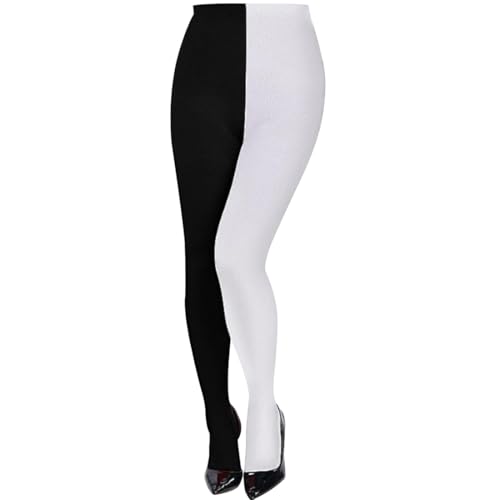 Voller Länge Strumpfhose Zweifarbig, Kostümzubehör für Karneval, Halloween, Motto-Party, Damen Party Legging Strümpfe(Schwarz+Weiß) von Epokus