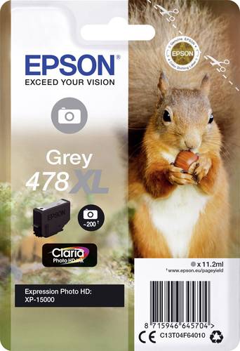 Epson Druckerpatrone T04F6, 478XL Original Grau C13T04F64010 von Epson