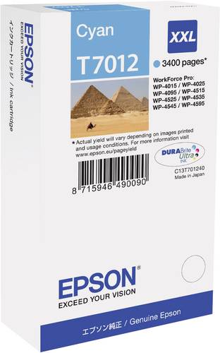 Epson Druckerpatrone T7012, XXL Original Cyan C13T70124010 von Epson