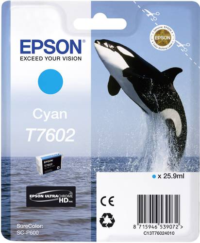 Epson Druckerpatrone T7602 Original Cyan C13T76024010 von Epson