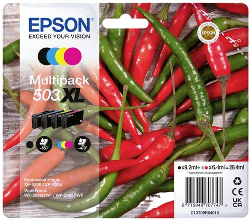 Epson Druckerpatrone T09R6, 503XL Original Kombi-Pack Schwarz, Cyan, Magenta, Gelb C13T09R64010 von Epson