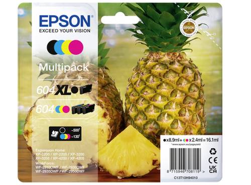 Epson Druckerpatrone T10H9, 604XL Original Kombi-Pack Schwarz, Cyan, Magenta, Gelb C13T10H94010 von Epson