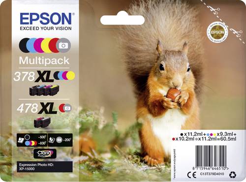 Epson Druckerpatrone T379D4, 378XL, 478XL Original Kombi-Pack Schwarz, Cyan, Magenta, Gelb, Rot, Gra von Epson