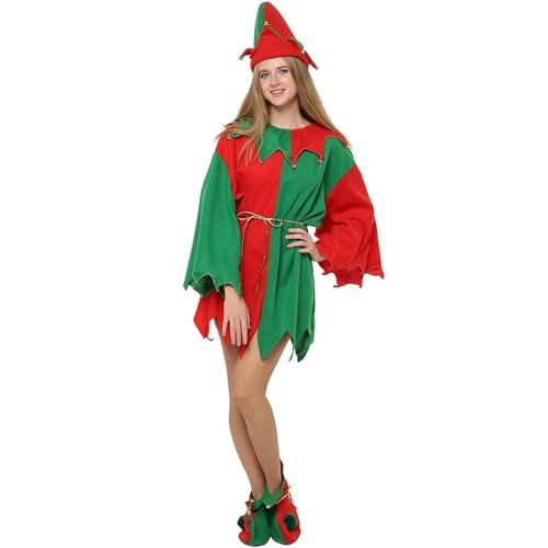 EraSpooky Damen Elfe Kostüm 5 PC Weihnachten Verkleidung für Weihnachtsfeier (X-Large) von EraSpooky